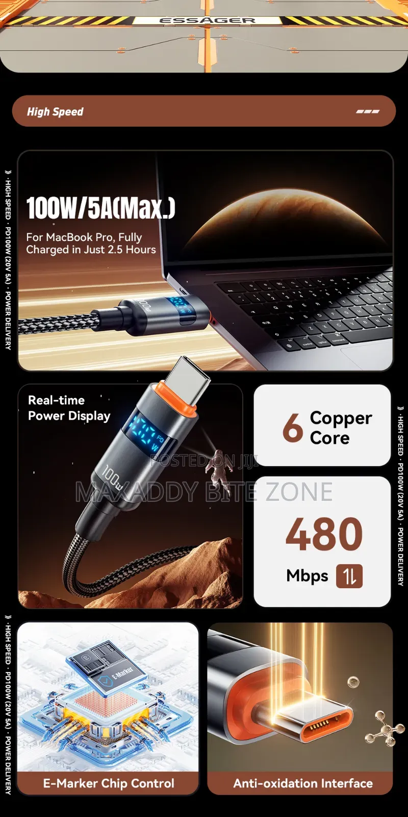Essager Type C to Type C Cable for Macbook N Data Transfer