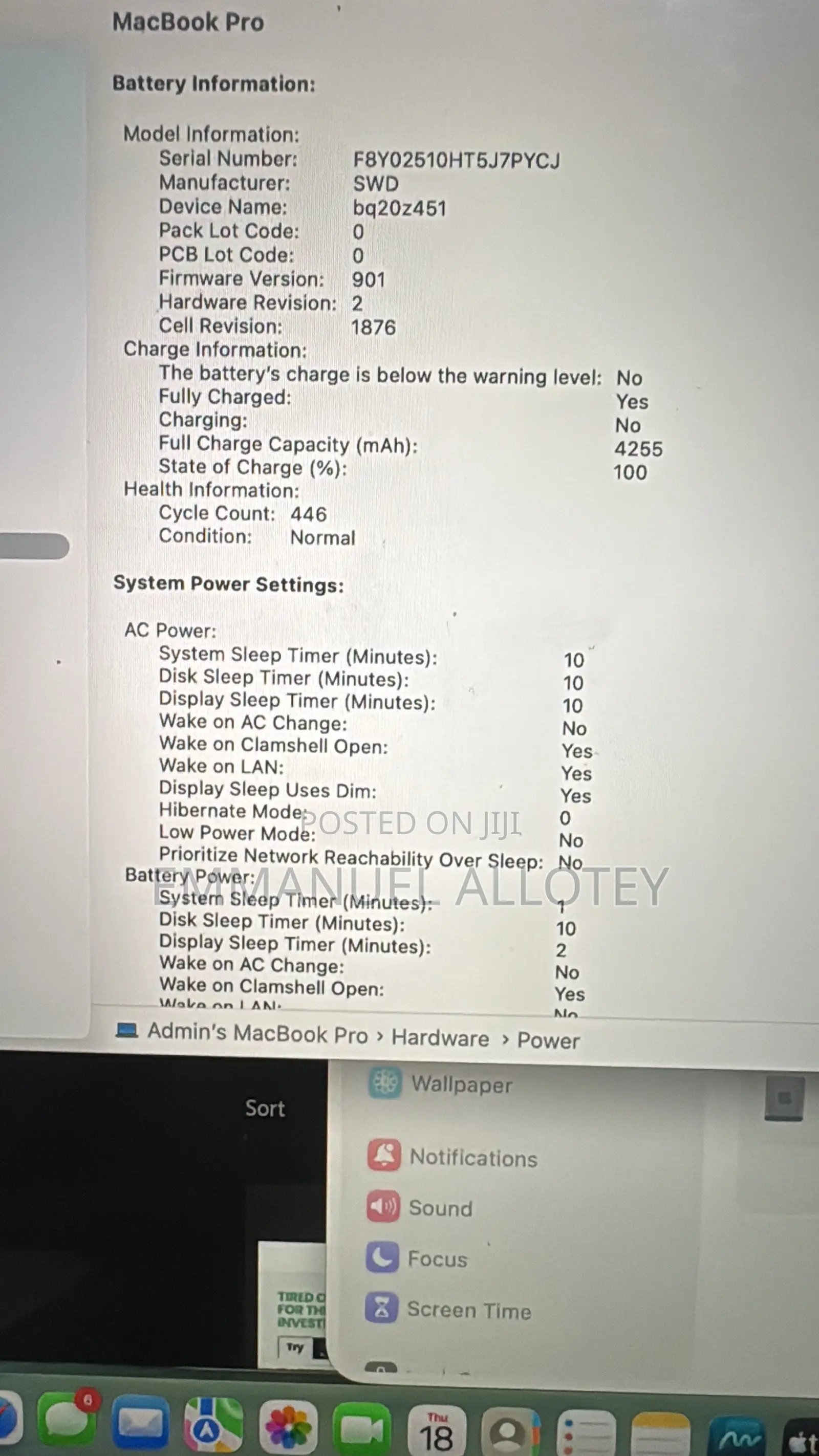 Laptop Apple MacBook Pro 2020 32GB Intel Core i7 HDD 500GB