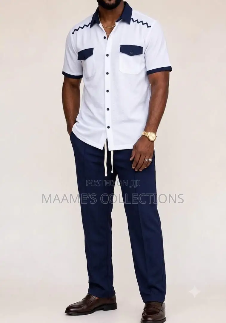 Men's Short Sleeve Top and Long Pants Set