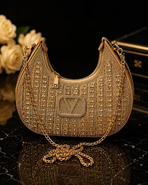 Gold Rhinestone Shoulder Bag