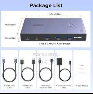 ‎Ugreen 60hz Hdmi KVM Switch Switcher 2 PCS Sharing 1 Monitor ‎