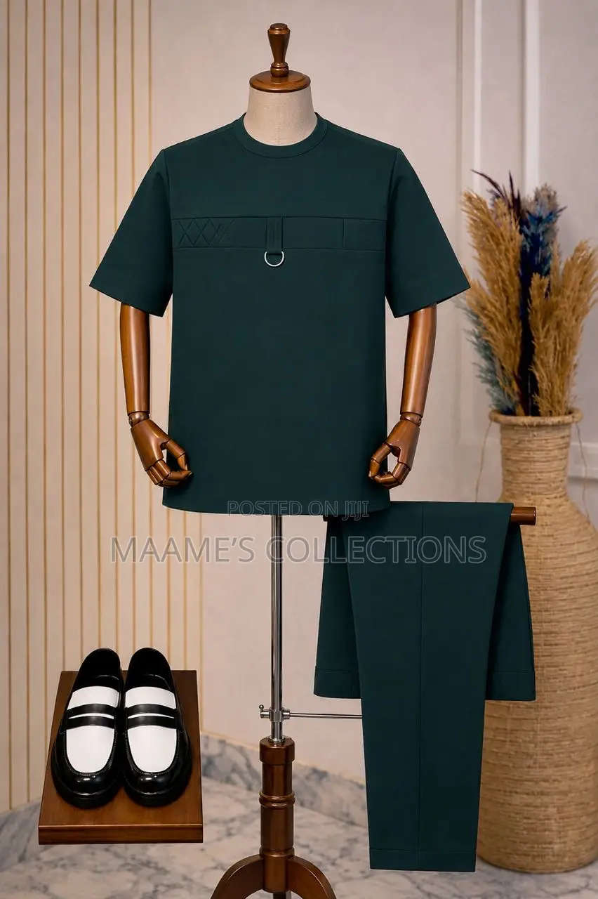 Men’S African Dashiki Kaftan Top and Down Set (Texture Smooth Cotton)