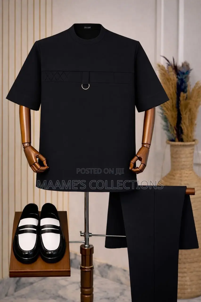 Men’S African Dashiki Kaftan Top and Down Set (Texture Smooth Cotton)