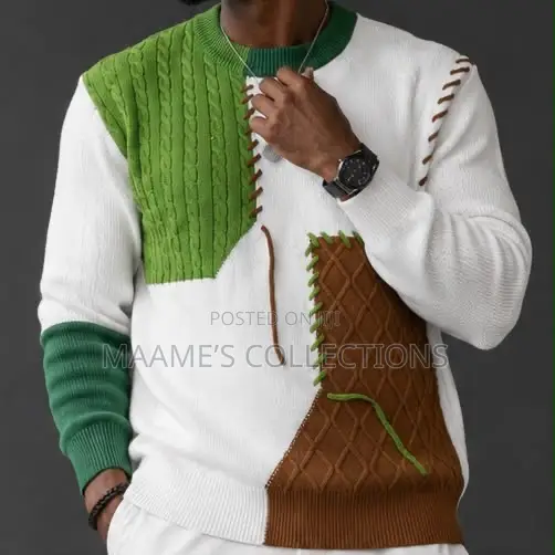 Men’S Blocked Knitted Pullover Sweater