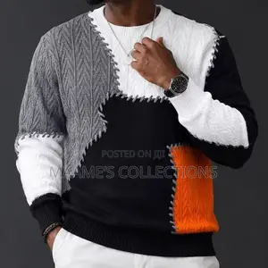 Men’S Blocked Knitted Pullover Sweater