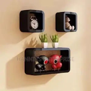 Set of 3 Pine Wood Hexagon Shelves for Wall Decor -