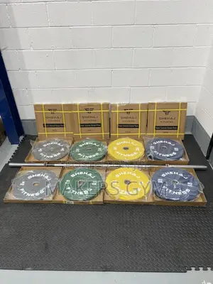 100kg +7ft 20kg Barbell Set Bumper Weight Plates Olympic Gym