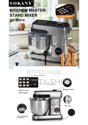 Sokany 12l Professional Stand Mixer – 2200w Power for Baking Dough