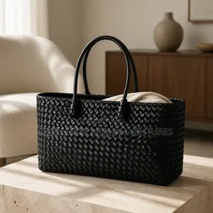 Black Weaven Tote Handbag