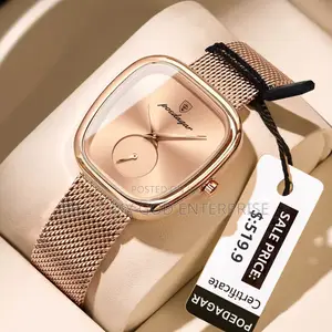 Poedagar 783 Luxury Stainless Steel Mesh Women's Watch-rose Gold Gold