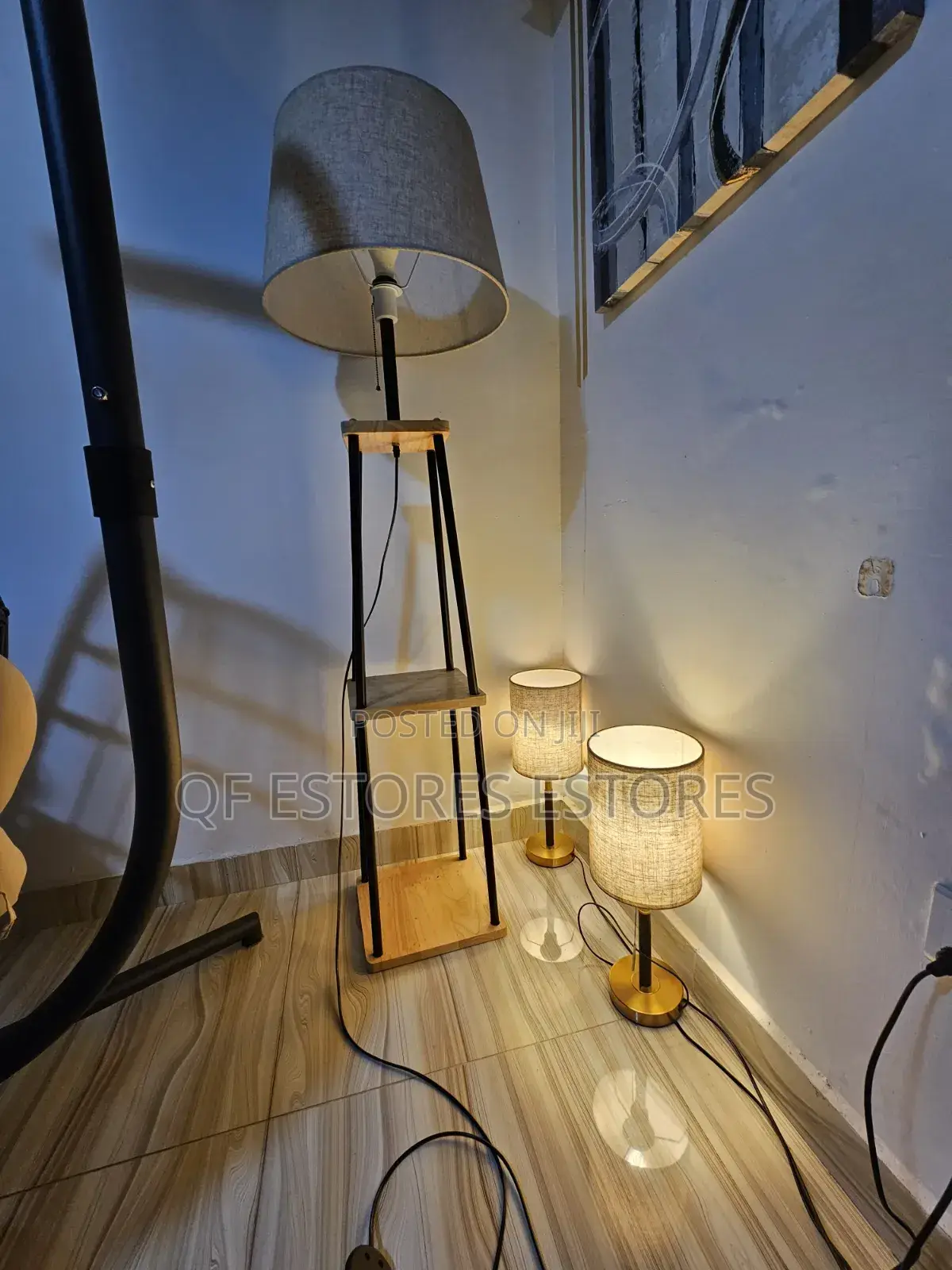 Lamp With Bookshelf and 2 Bedside Lambs