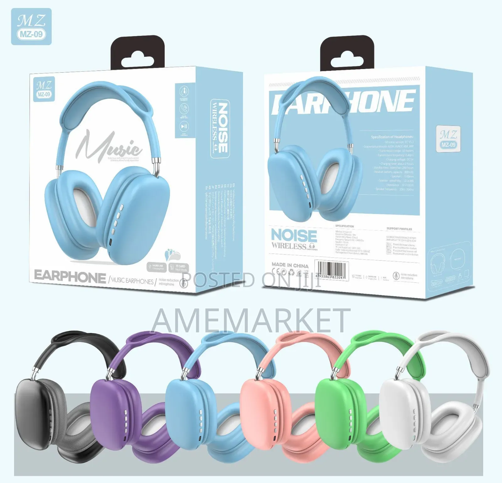Wireless Bluetooth Over-Ear Headphones With Built-in Microphone