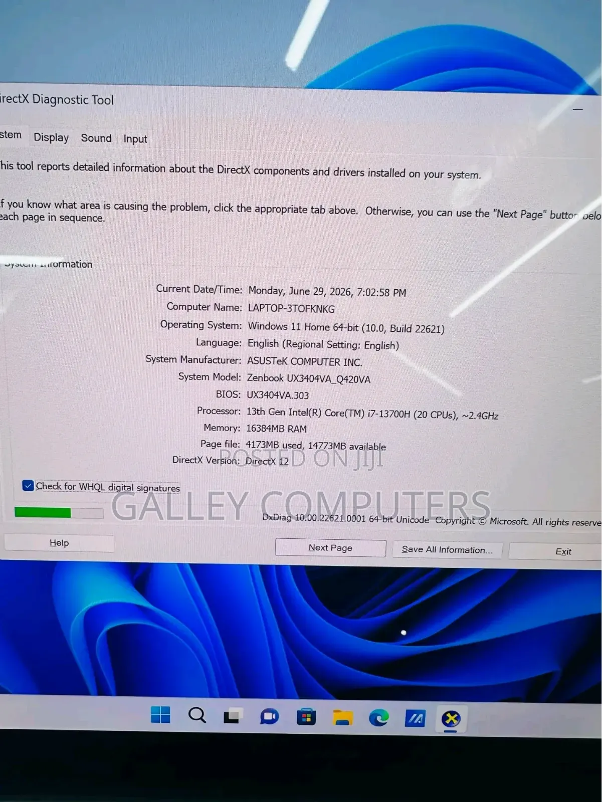 New Laptop Asus Zenbook 14 OLED 16GB Intel Core i7 SSD 1T
