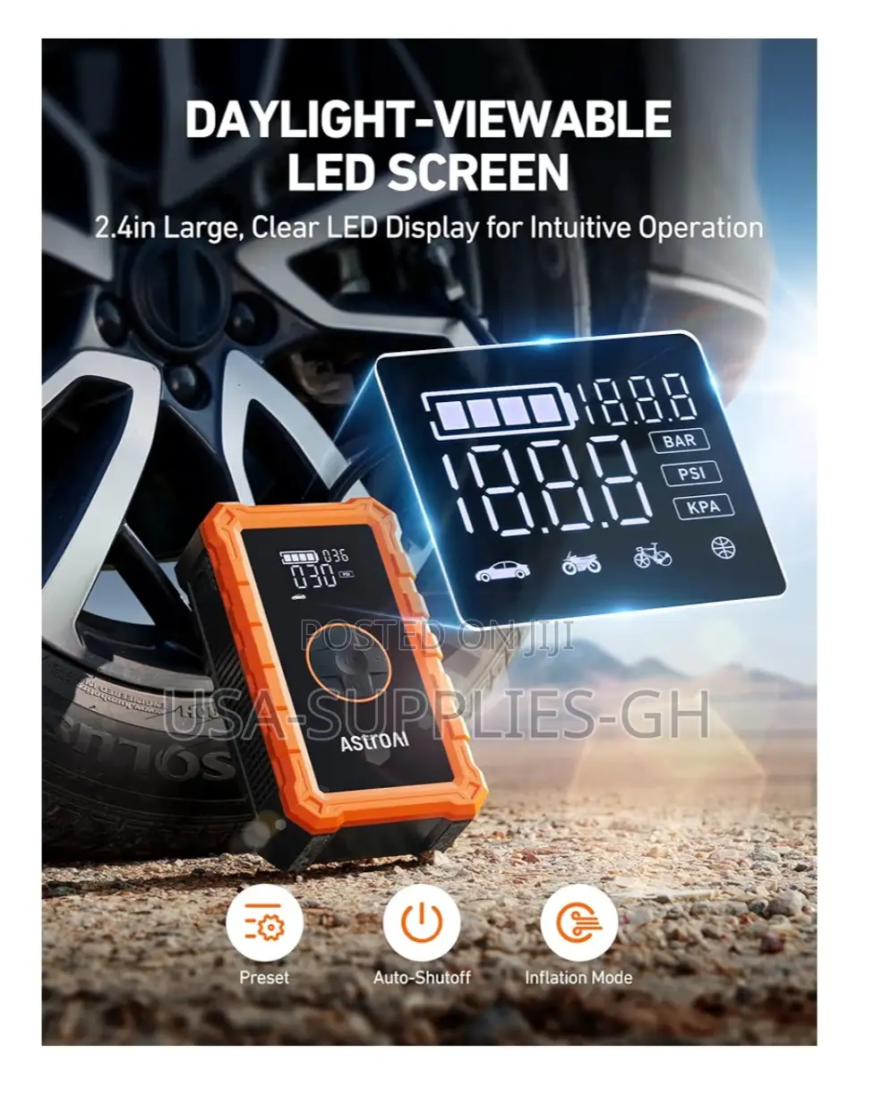 Astroai S8 Car Battery Jump Starter With Tire Inflator From Usa