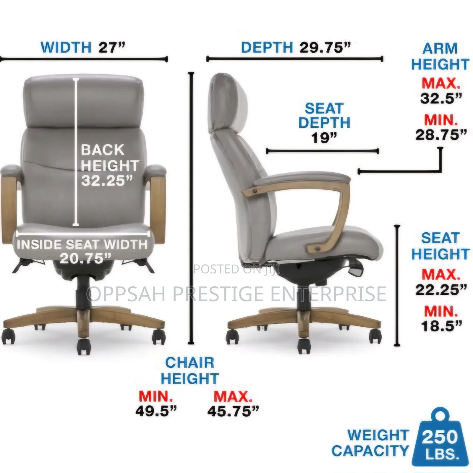 Greyson Executive Office Chair, Grey