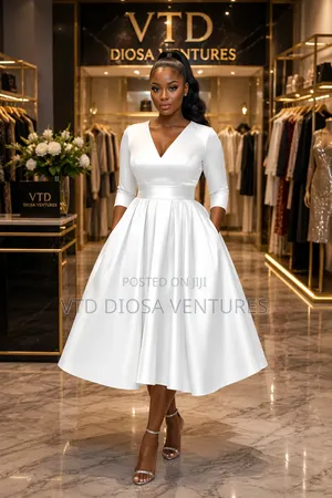 White Satin Flare Dress