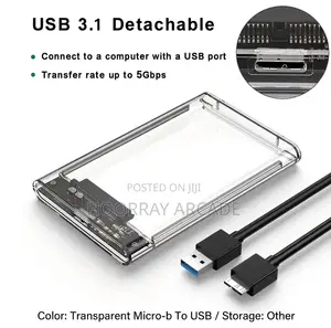 External Hard Drive Case - Ultra High Speed - Sata to Usb Transparent
