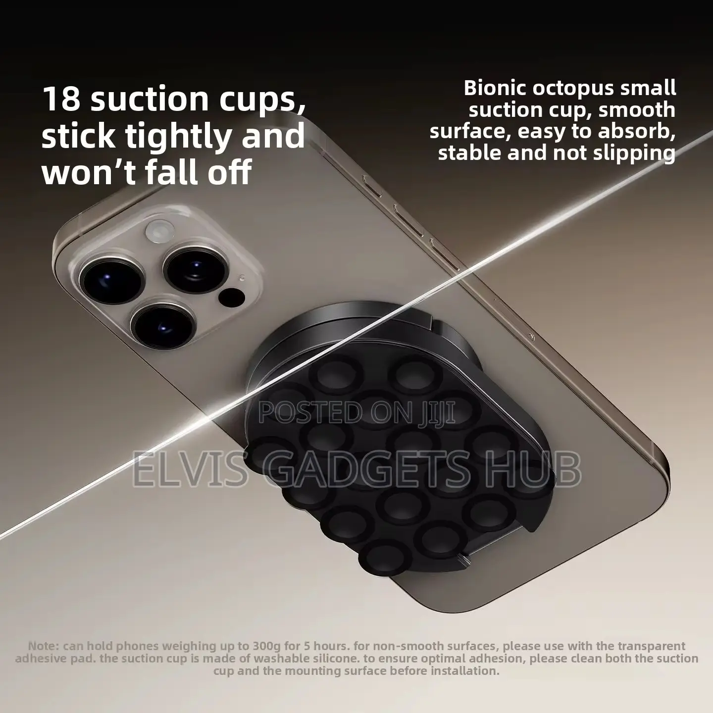 Suction Cup Phone Mount Non-Slip Phone Holder Smartphone Stand Bracket