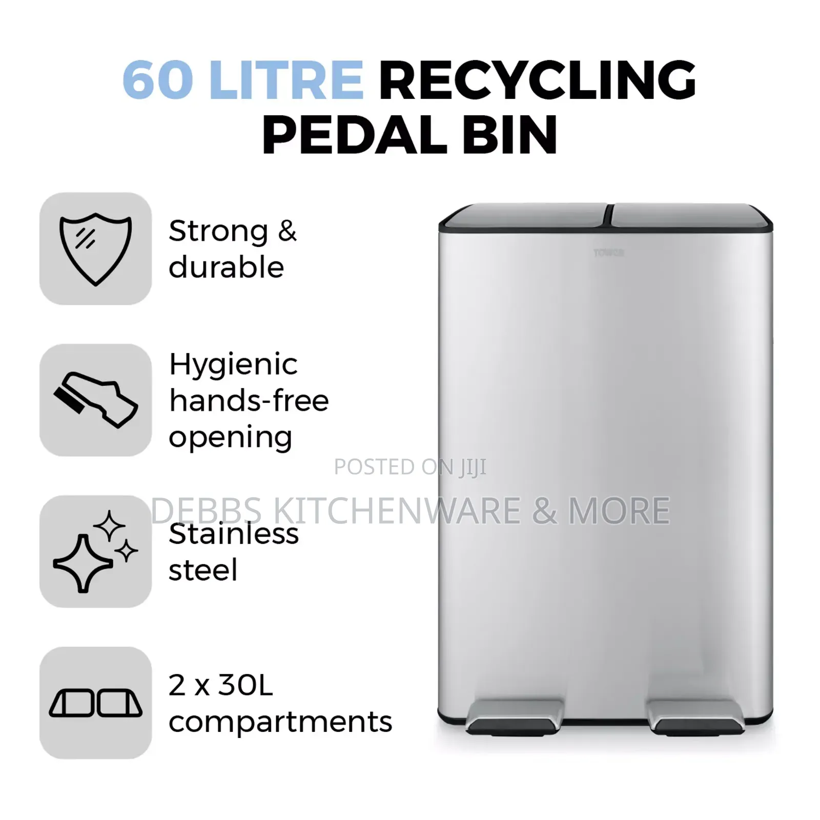 60litre Twin Trash Bin Uk