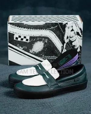 Vans Skate Loafer in Dark Forest Green and White. And in All Black