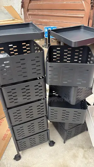 Multi-Tier Rolling Storage Carts With Perforated Baskets