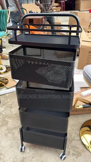 Multi-Tier Rolling Storage Carts With Perforated Baskets