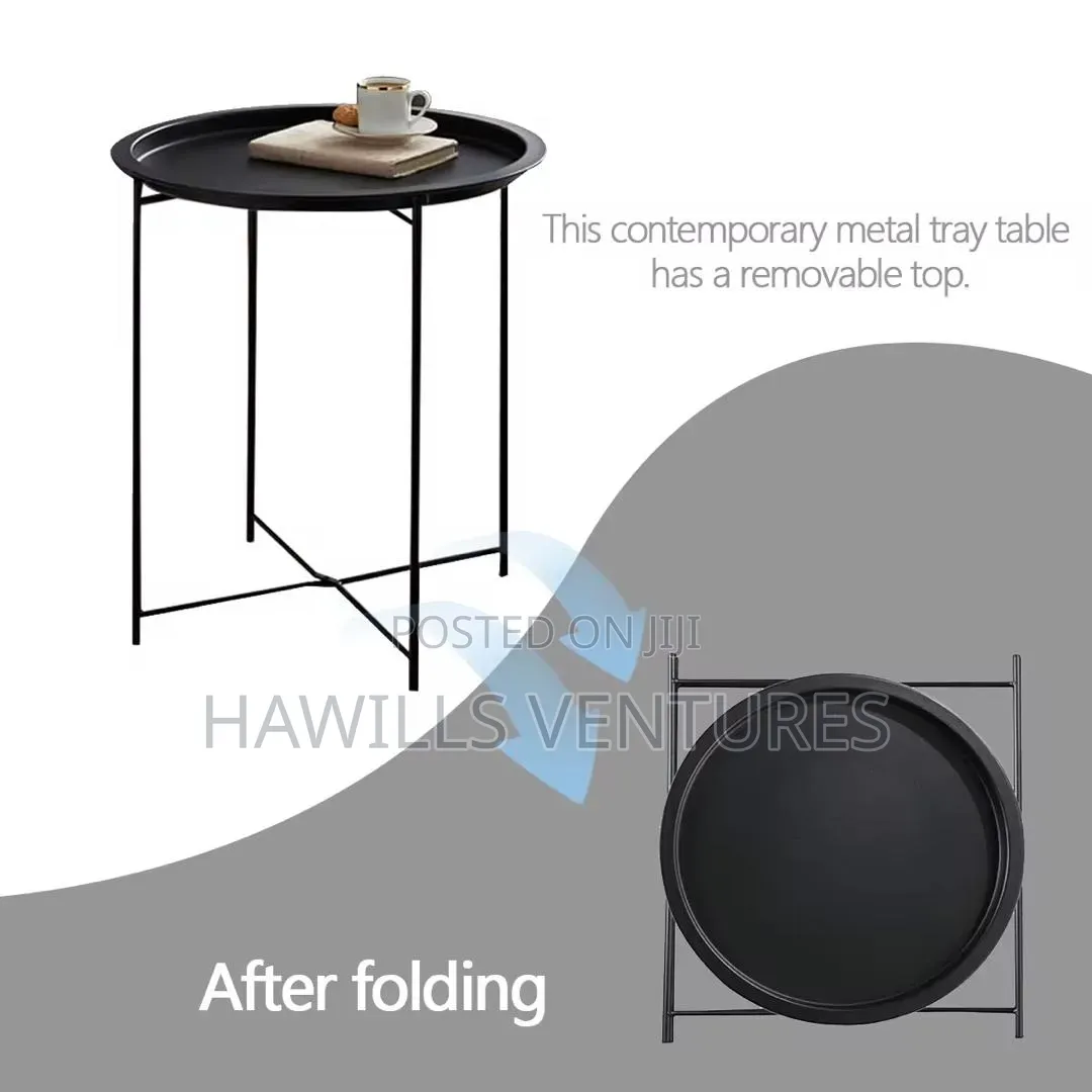 Black Metal Aboxoo Foldable Side Table