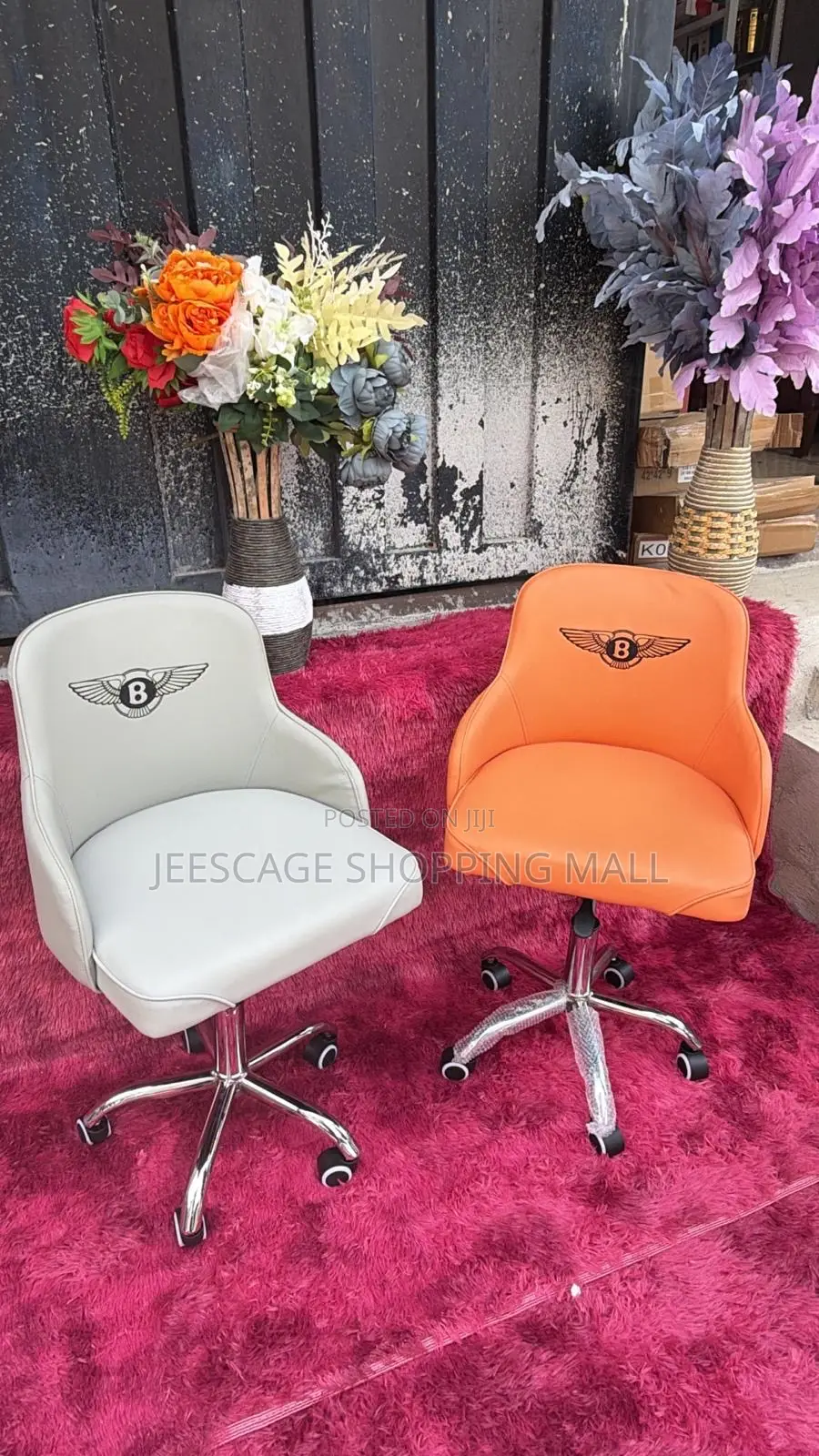 Bentley Logo Swivel Office Chair - Grey Orange