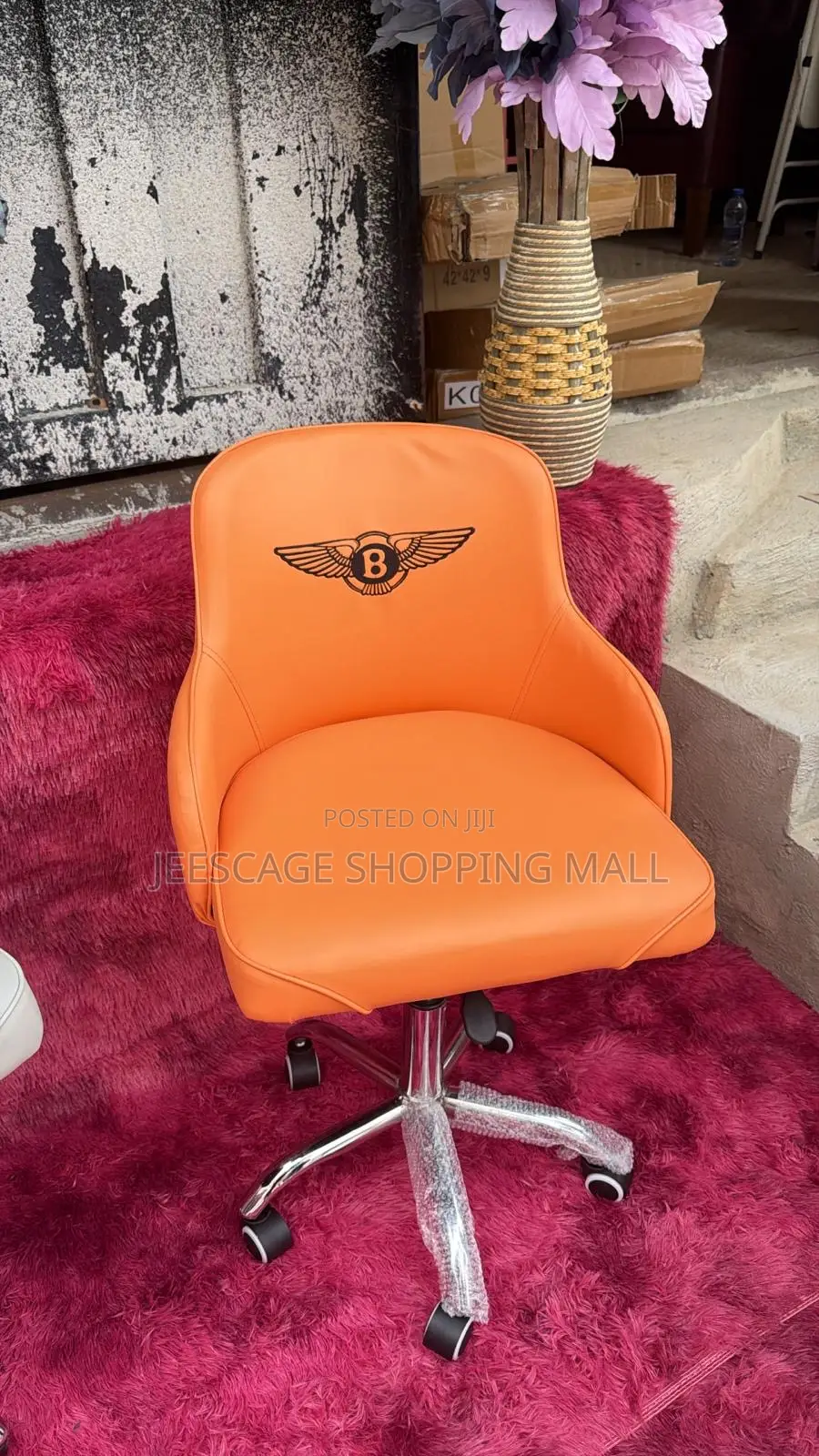 Bentley Logo Swivel Office Chair - Grey Orange