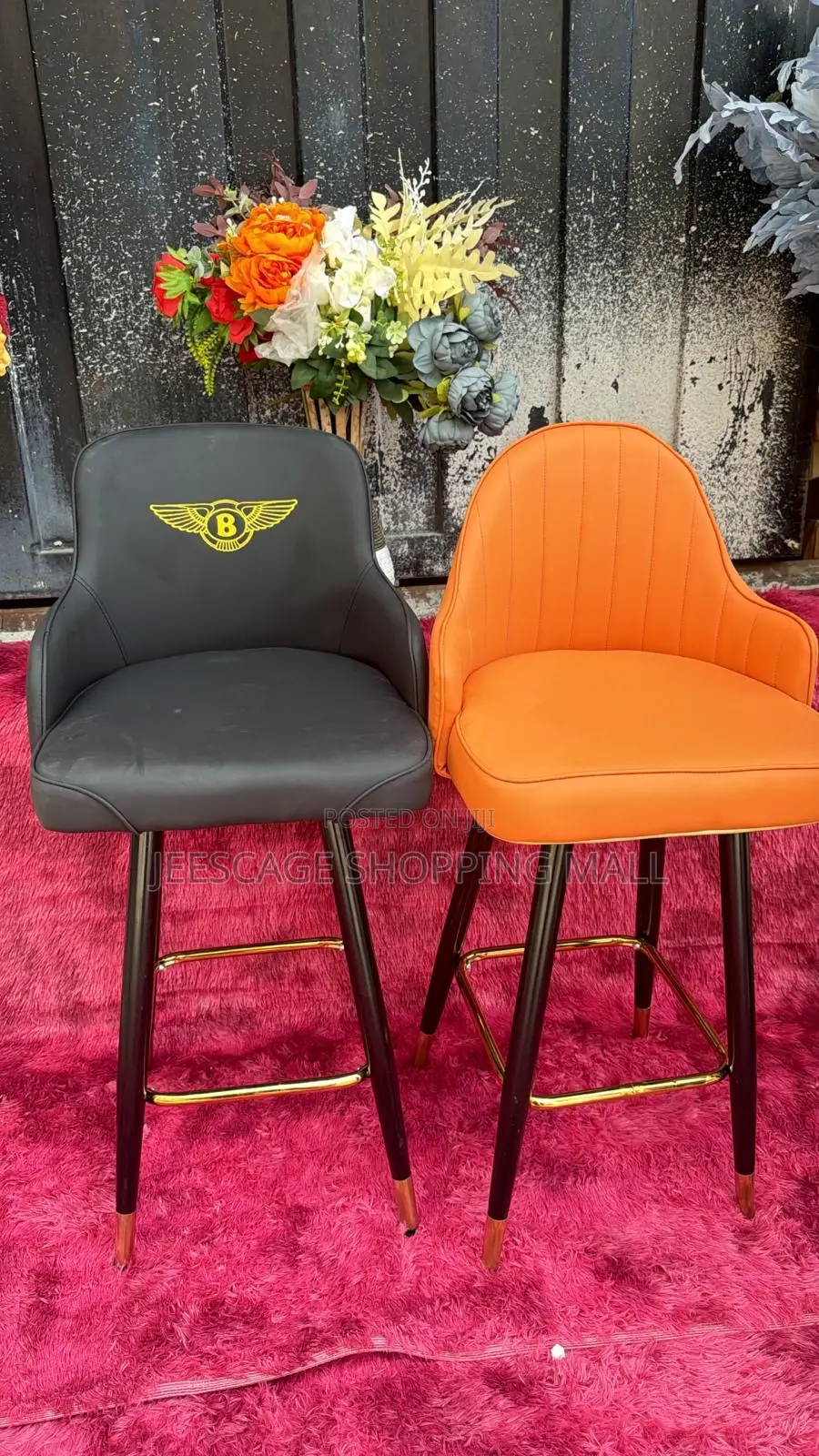 Bentley Logo Swivel Office Chair - Grey Orange