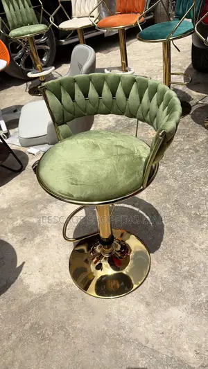 Green Velvet Tufted Adjustable Bar Stool