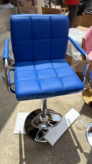 Vibrant Blue Tufted Faux Leather Adjustable Bar Stool