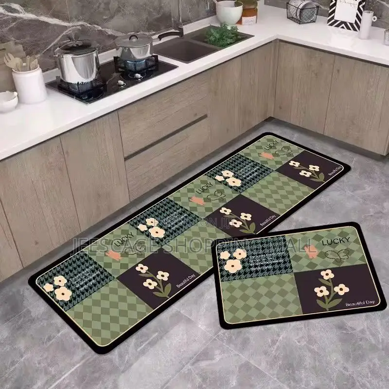 Geometric Style Kitchen Floor Mat Runner Set