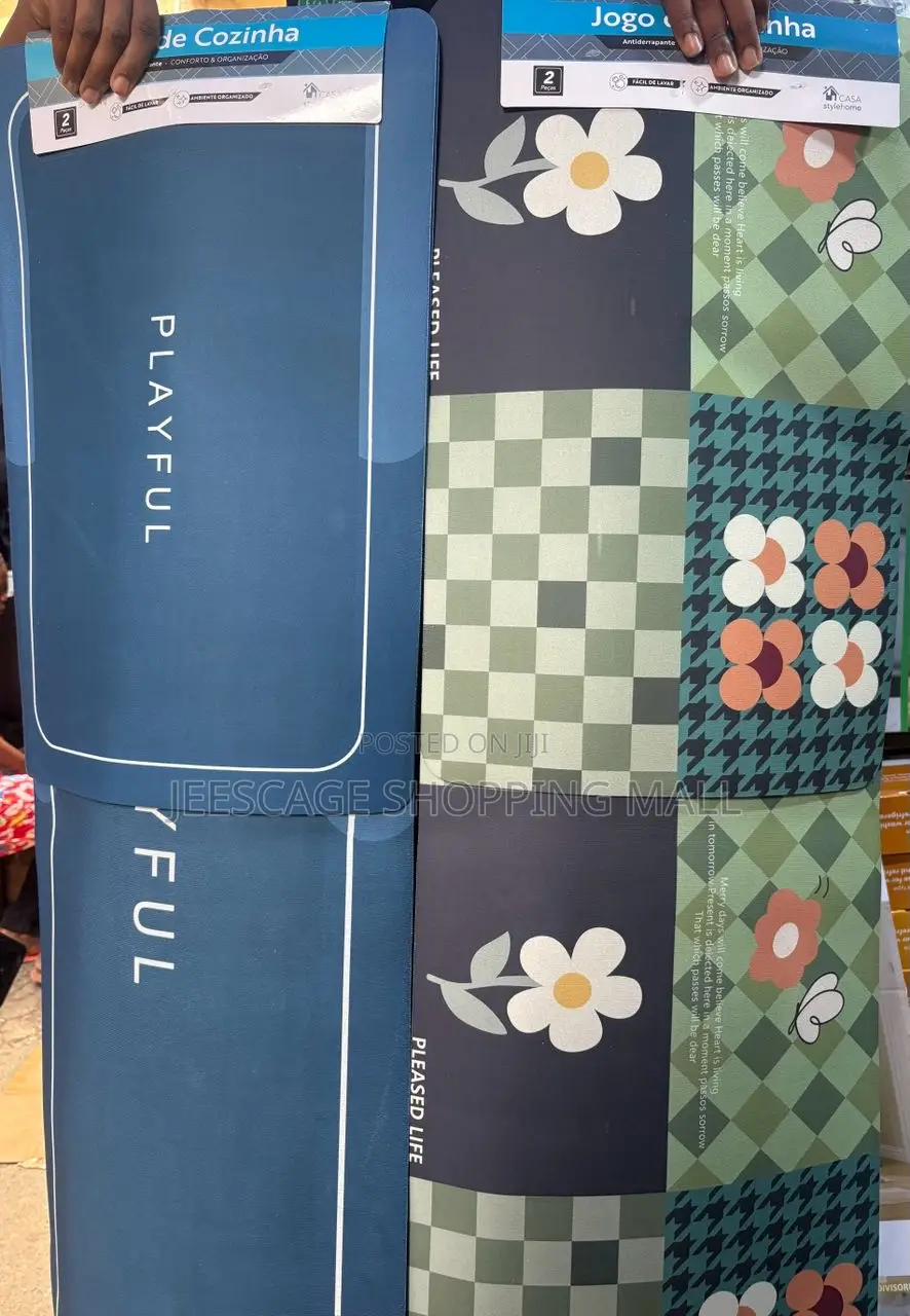 Geometric Style Kitchen Floor Mat Runner Set