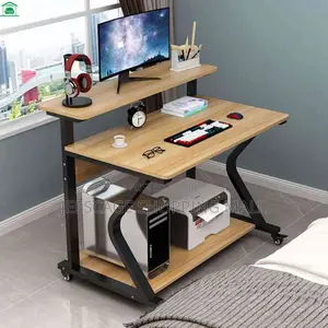 Office Mobile Multi-Tier Computer Desk With Shelves