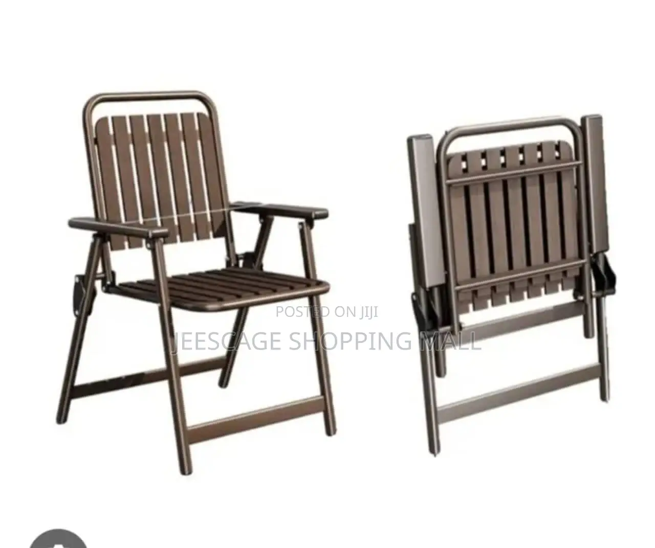 Bronze Folding Patio Chair With Armrests
