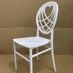White Heart Back Resin Bamboo Style Event Chair