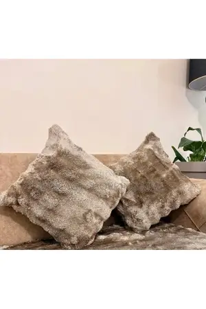 2 Plush Faux Fur Decorative Cushion