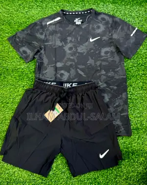 Dark Grey Nike Top and Black Shorts