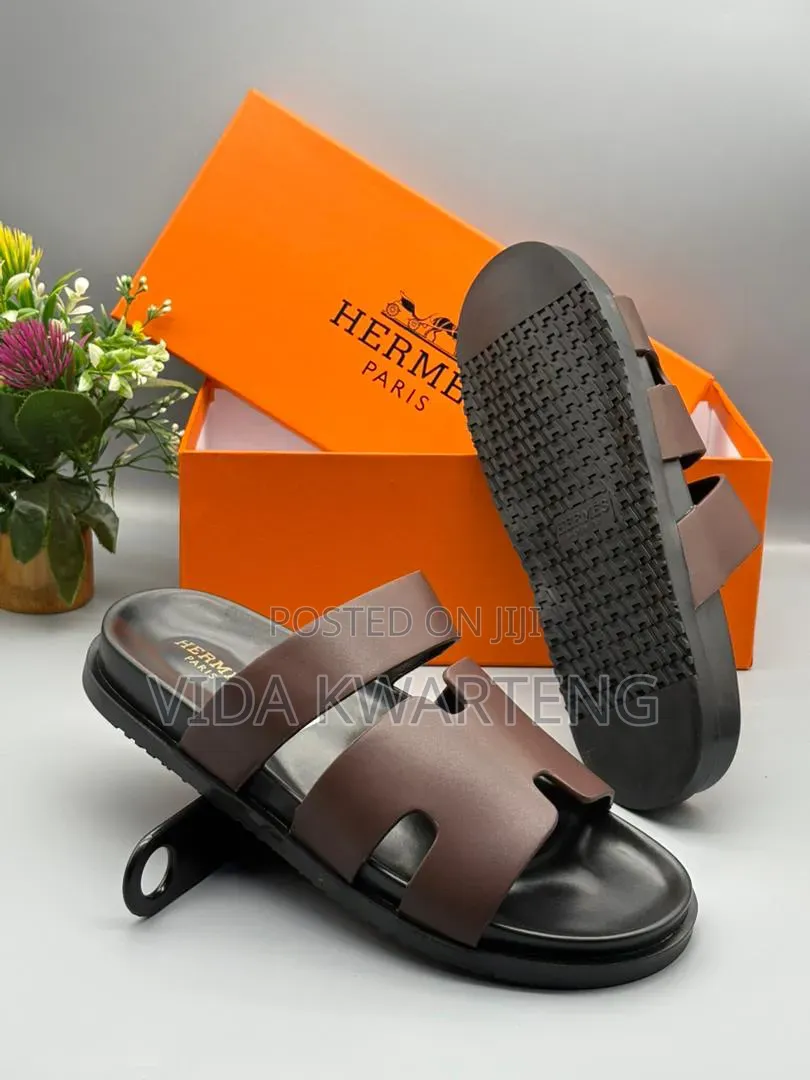 Hermes Coffee Brown Slippers
