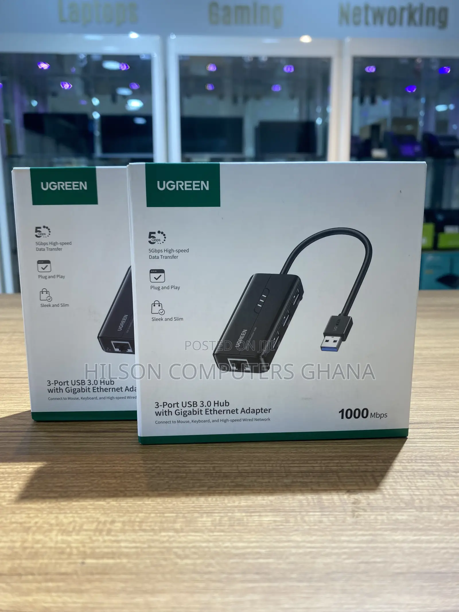 Ugreen Usb Hub With 3.0 Gigabit Ethernet Adapter - 20265