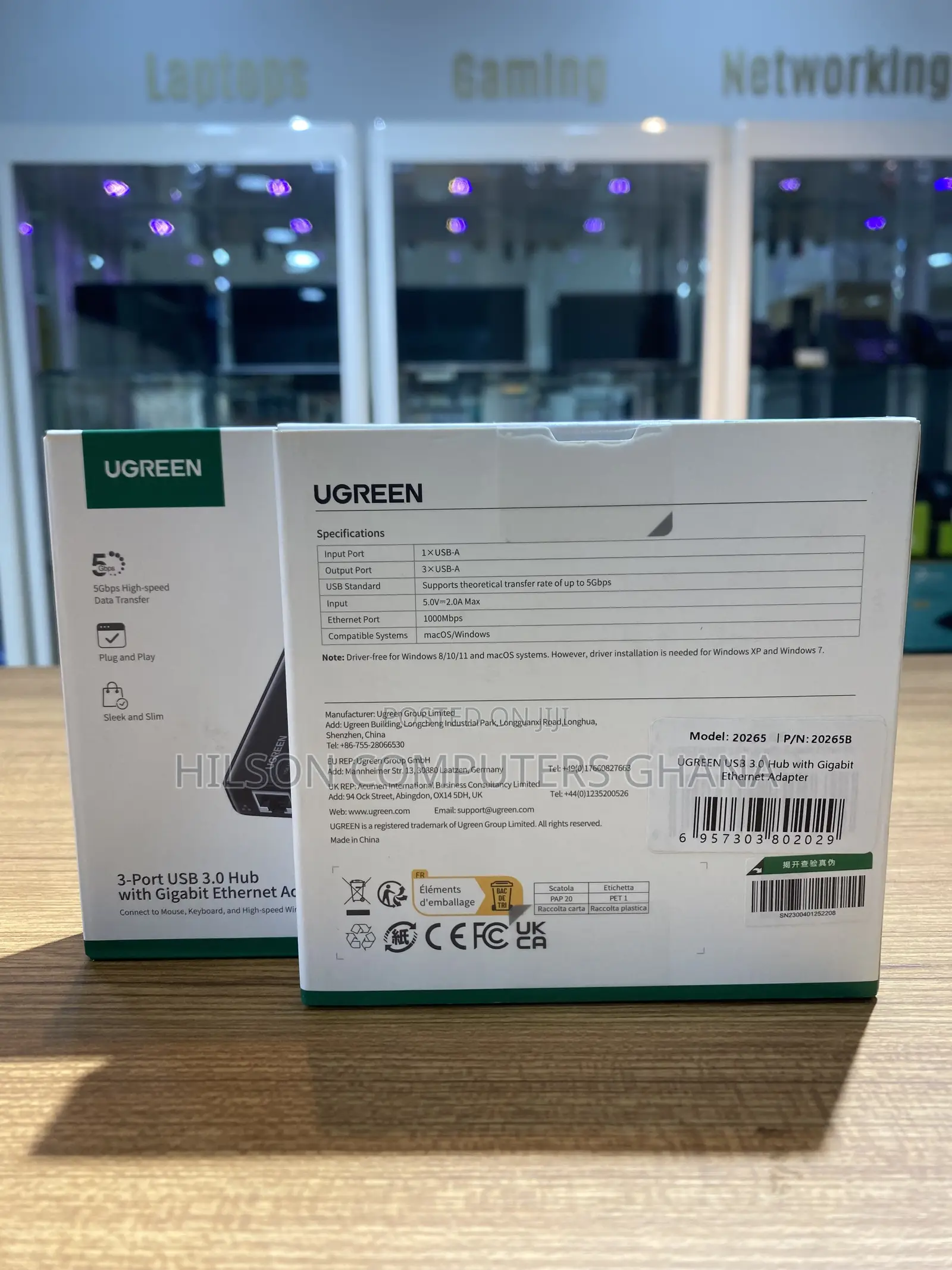 Ugreen Usb Hub With 3.0 Gigabit Ethernet Adapter - 20265