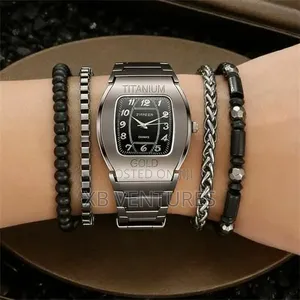 5ps Luxury Large Dial Square Titanium Alloy Men's Business Watch
