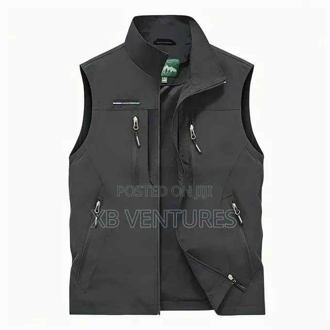 Men's Outdoor Vest Casual Stand Collar Windproof Multi-Pocket