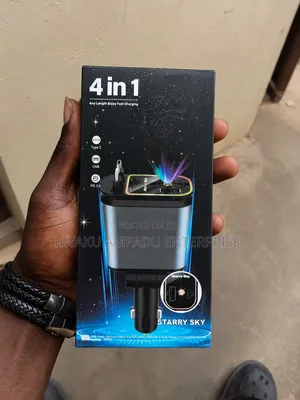 4-in-1 Fast Car Charger With Retractable Cable and Led Starlight