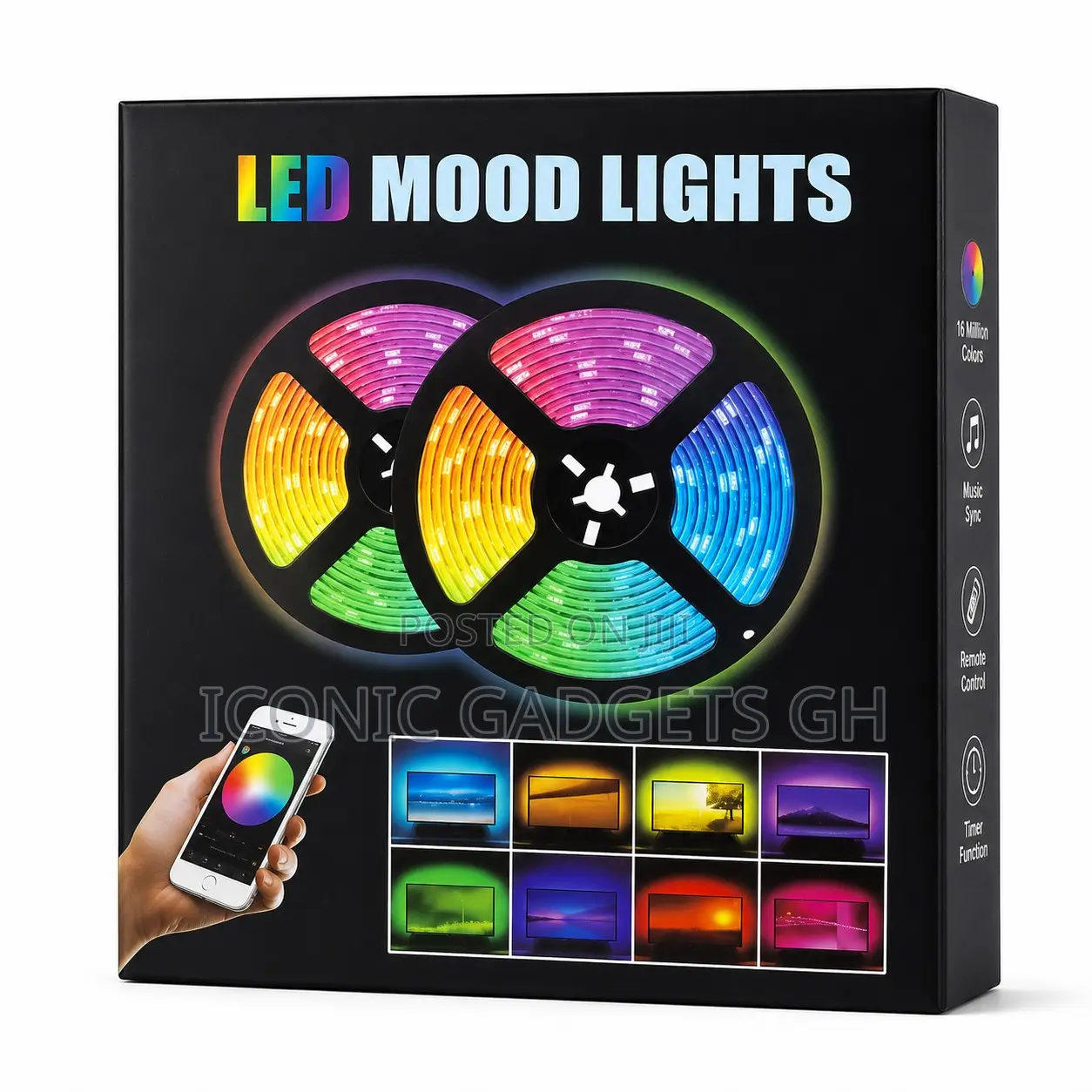 2m Smart Multi-color Led Strip Mood Lights With App Control