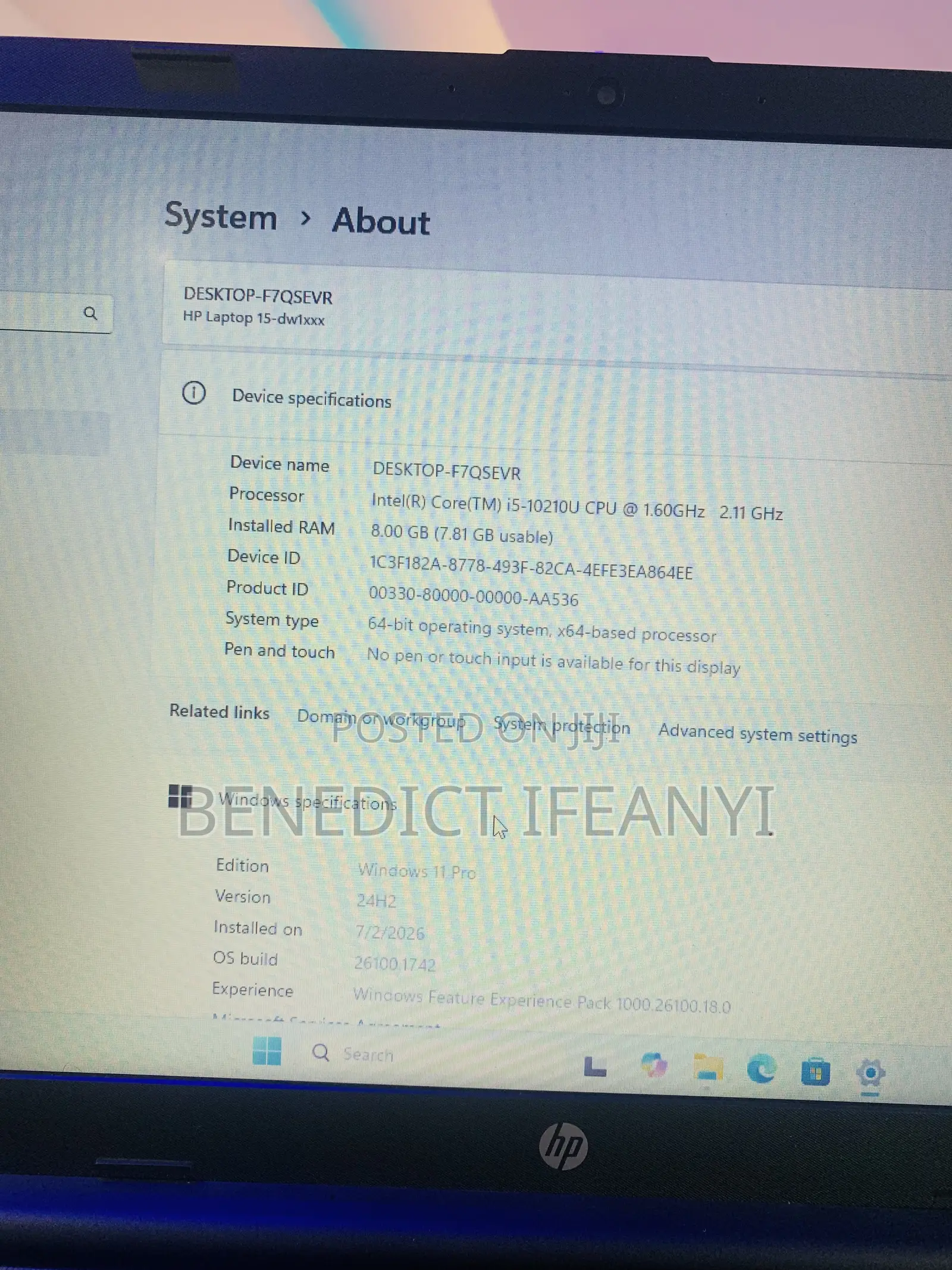 Laptop HP 15-dw1197nia 8GB Intel Core i5 HDD 1T