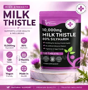 Milk Thistle 10,000mg - 120 Tablets High , 80% Silymarin 2 Months