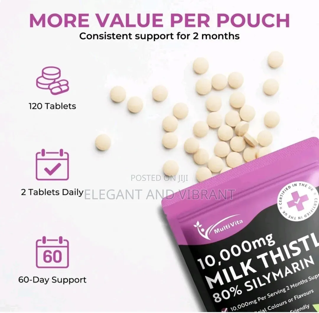 Milk Thistle 10,000mg - 120 Tablets High , 80% Silymarin 2 Months