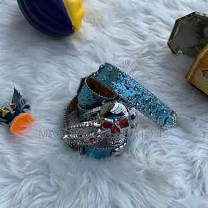 Men Women Punk Rock Belt Pu Leather With Rhinestone